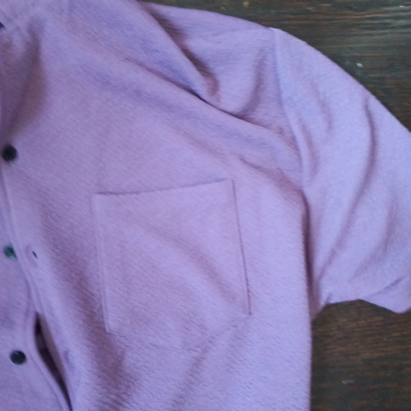 Negative Space Mens Casual Button Up Shirt Size Large Color Purple Side Pockets - Picture 2 of 7